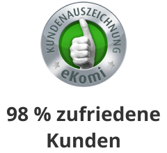 Vertrauenssiegel, Kundenauszeichnung, eKomi, 98% zufriedene Kunden
